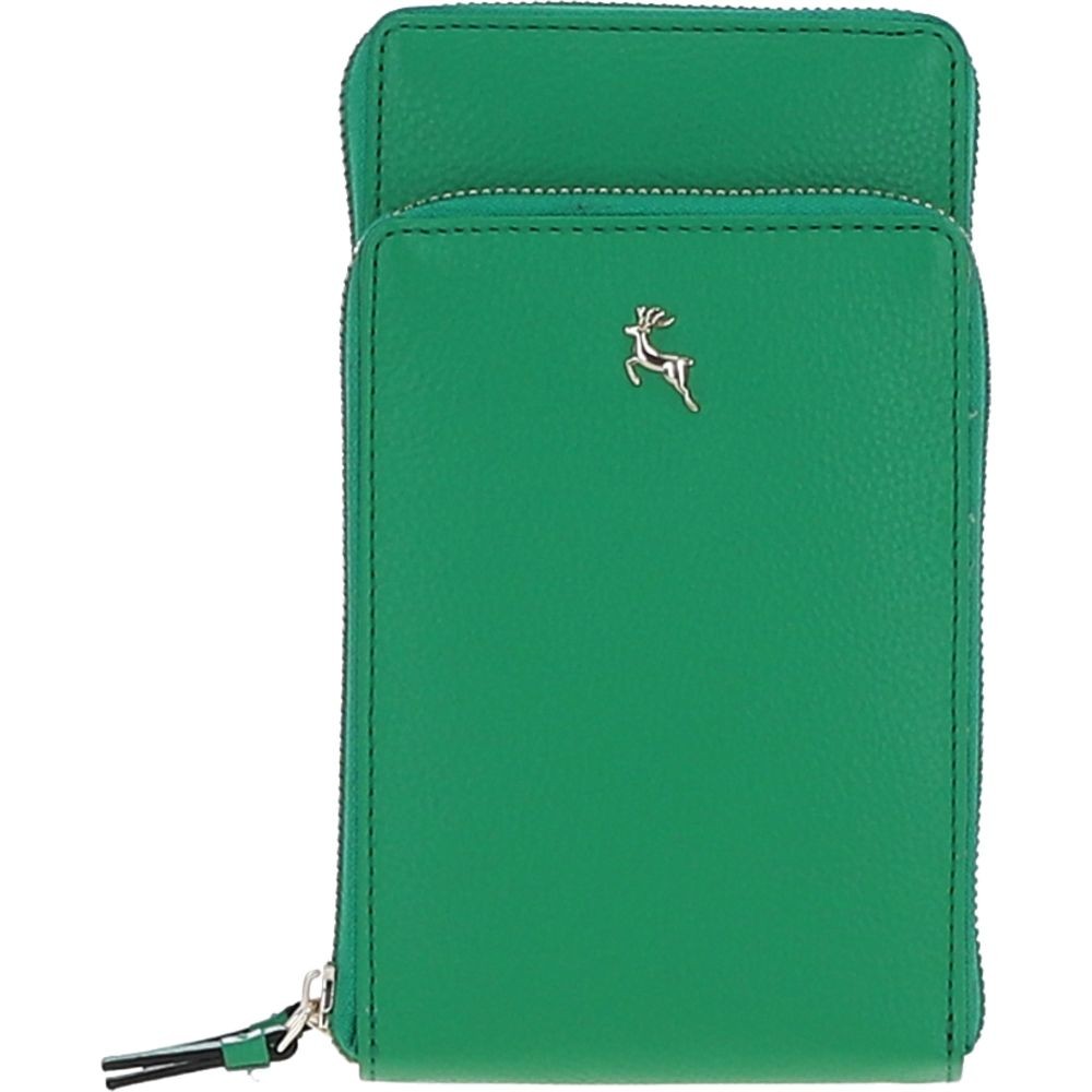 Leather Dual Compartment Phone Bag Green