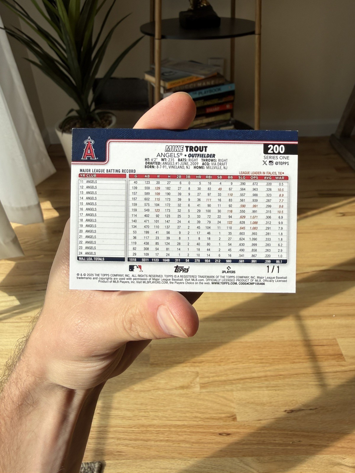 2025 Topps Celebration BIG HEAD MIKE TROUT 1/1 Gold Foil Superfractor  view 2