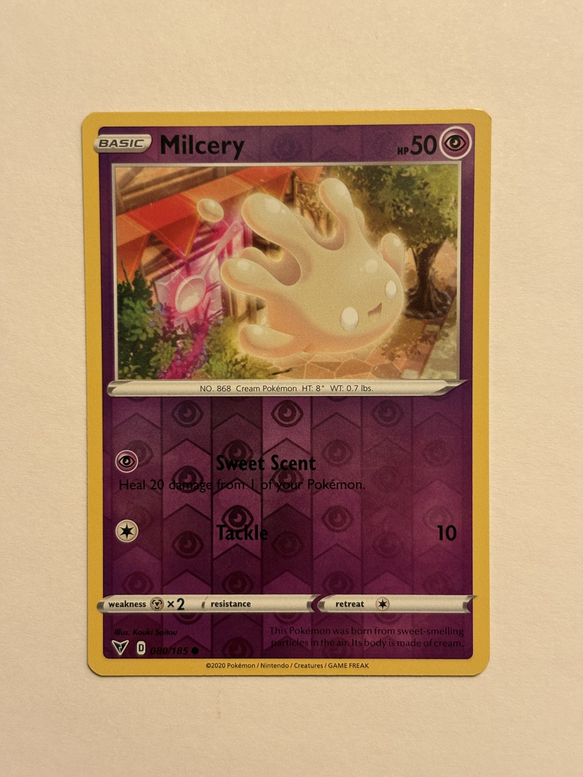 2020 Pokemon TCG Milcery 080/185 Swsh04: Vivid Voltage Reverse Holo NM