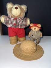 Vintage 1986 Appalachian Artwork FURSKIN Bears Set of 2 With A Hat And Boots
