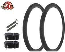 ALTA BICYCLE WIRE BEAD 700 x 35c BLACK DURABLE TIRES COMMUTER 60mm TUBES (6pc).