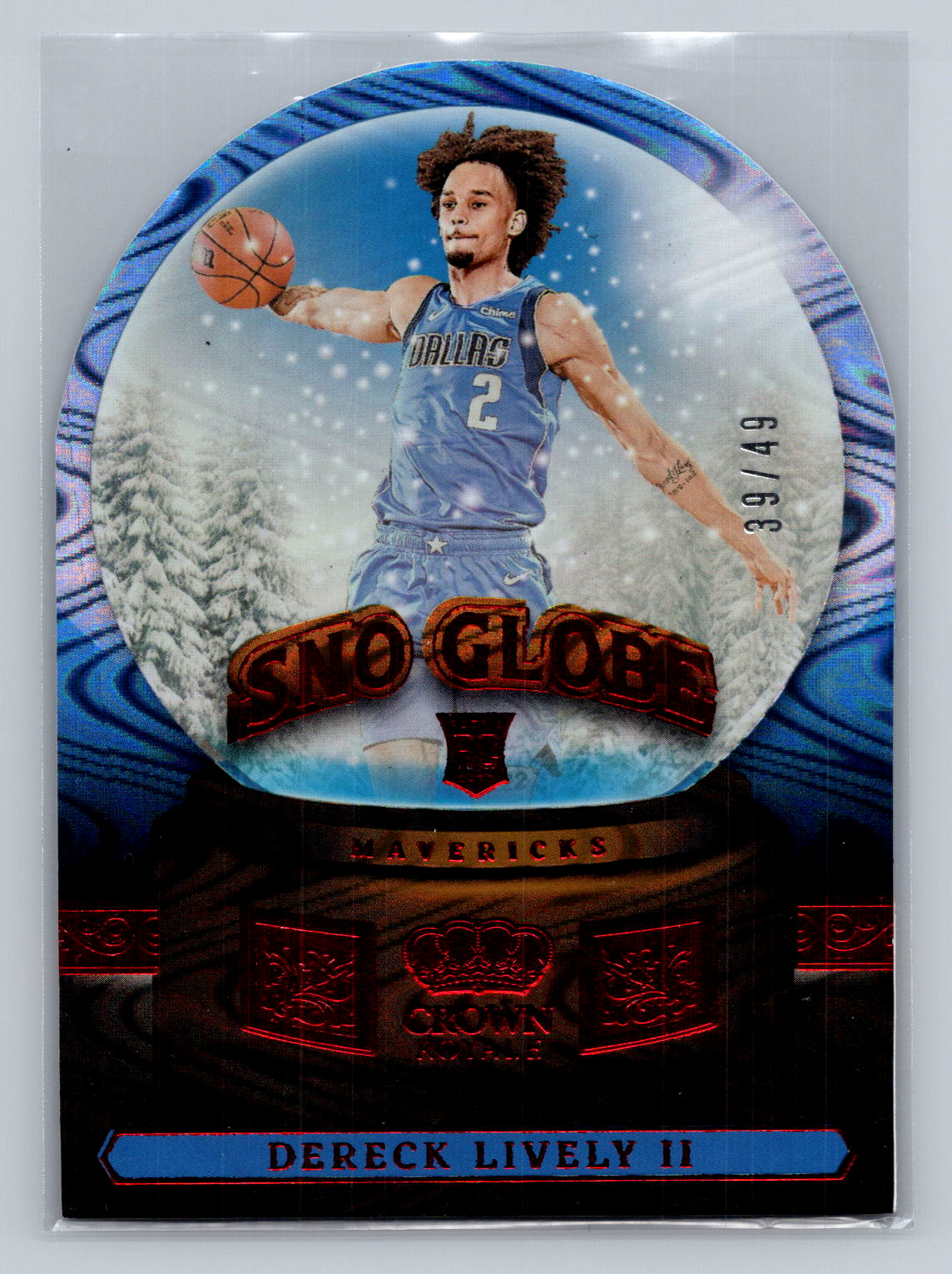 2023-24 Crown Royale Sno Globe Dereck Lively II /49 Red Mavericks Rookie NM+