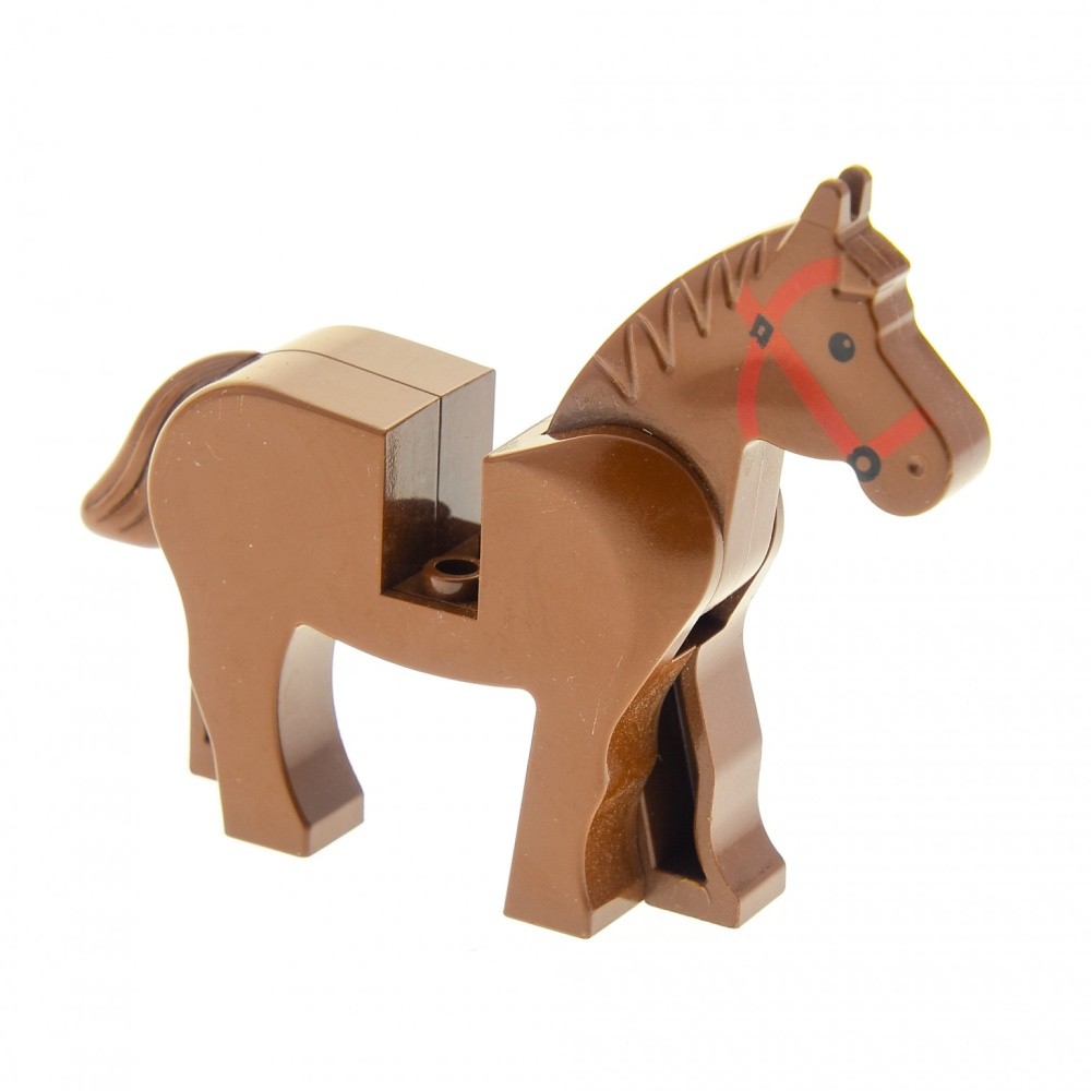 1x Lego Animal Horse City Brown Bridle Red Eyes Black Knight 4493c01pb03