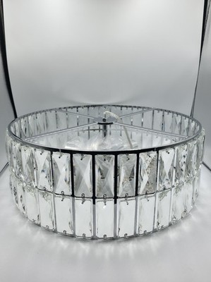 18'' K9 Crystal Chandelier Round Drum Pendant Light Luxury Chrome Hanging Fixture