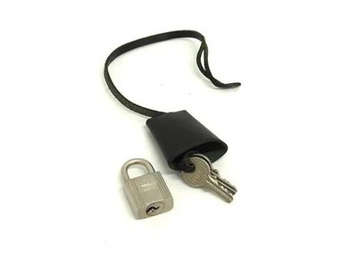 HERMES Box Calf Leather Clochette Cadena Lock Key 120 Black Silver Accessory