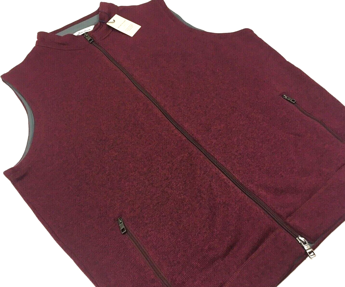Peter Millar Soft Warm Fleece Stretch Golf Jacket Vest Classic Fit Burgundy Wine