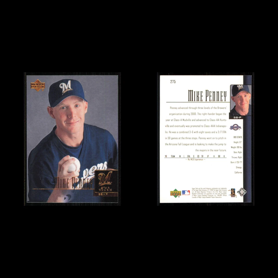 Mike Penney Rookie #275 2001 Upper Deck Milwaukee Brewers Baseball Card MLB NM - Image 3 of 3
