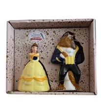 Disney Beauty and The Beast Salt And Pepper Ceramic Shakers Set Hand Painted NIB