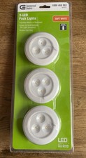 Commercial Electric 3-LED Puck Lights Soft White 3-pack Battery Operated,2 Packs