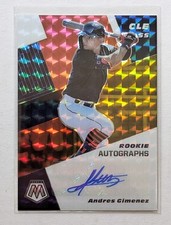 2021 Panini Mosaic Andres Gimenez Red Yellow Prizm Auto /88 RC #RAM-AG Blue Jays