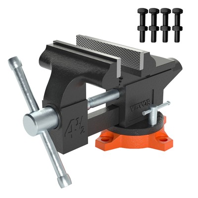 VEVOR 4.5'' Bench Vise w/ Anvil 240°Swivel Base Heavy Duty Multipurpose Vise