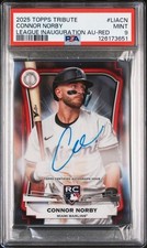 2025 TOPPS TRIBUTE LEAGUE INAUGURATION AUTO RED REFRACTOR CONNOR NORBY /10 PSA 9