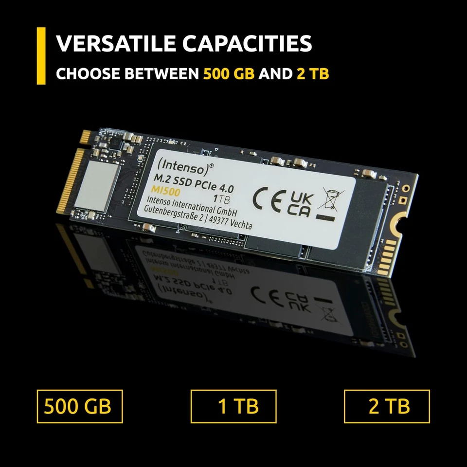 Intenso MI500 1TB NVMe SSD, M.2 Internal SSD, PCIe 4.0 Gen4x4, 5300MB/s Read, 45 - Image 2 of 4