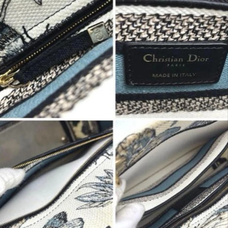 Bolsa tote Dior Lady Dior D-Lite média padrão borboleta lona algodão - Imagem 3 de 4