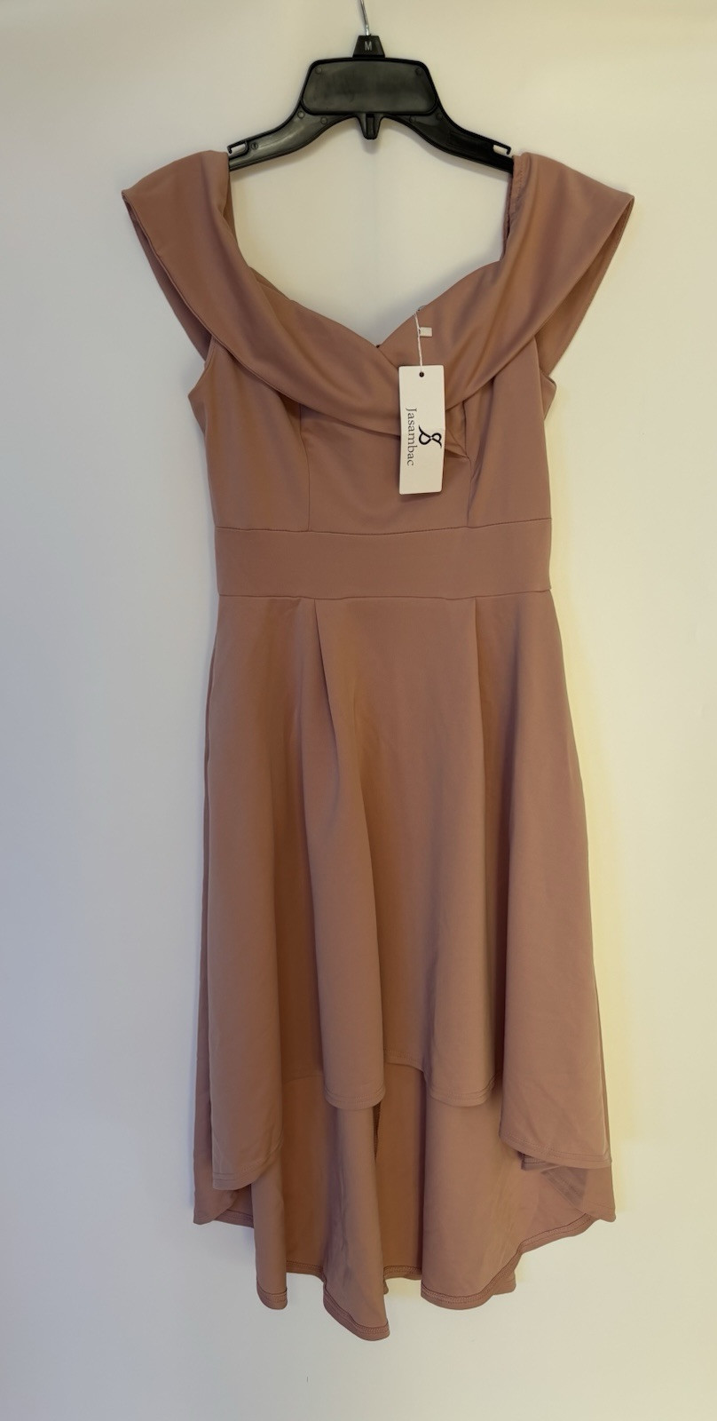 JASAMBAC Women's Off Shoulder High Low A Line Wedding Guest Party Cocktail Dress