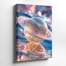 Wall Art Pastel Ringed Planet Space Fantasy Print Celestial Cosmic Decor 8x10
