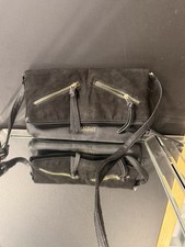 Kenneth Cole Reaction Black Pebbled Crossbody Bag Gold Hardware Logo Accent