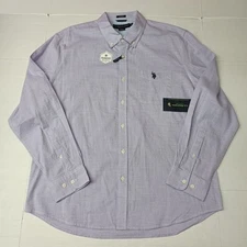 U.S. Polo Assn. Button Down Woven Shirt Men's XL Violet Trail Stretch Checkered