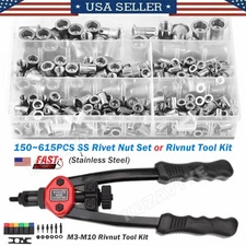 150~615X Stainless Steel Rivet Nut Kit Metric Rivnuts Nutsert or Rivnut Tool Kit