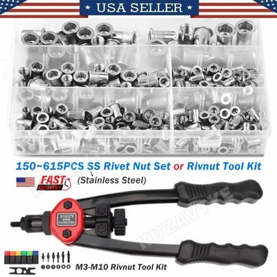 150~615X Stainless Steel Rivet Nut Kit Metric Rivnuts Nutsert or Rivnut ...