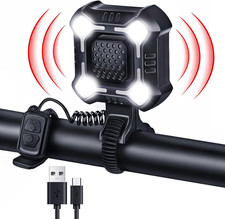 Bike Horn with Headlight 2-In-1,120Db Electric Bike Horn,Type-C Rechargeable Bic