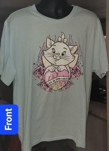 Disney Graphic Print T-shirt, Light Blue Marie Size-XL, Preowned.