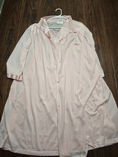 Vintage 70s Vanity Fair Nightgown Robe Set Pink Nylon Womens Gown 2XL/Robe 3XL