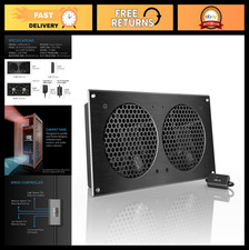 Quiet 12" Cooling Fan System with Speed Control for Home Theater AV Cabinets