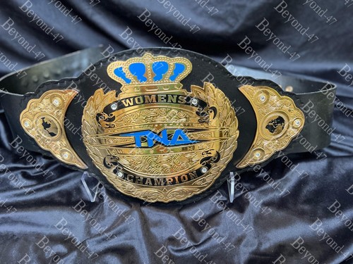 TNA Women Heavyweight 2mm Zinc GoldPlate Wrestling Champion Leather Replica Belt - Picture 3 of 8