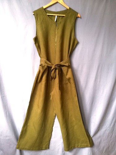 Thought Jumpsuit Size 18 Hemp Linen Caper Green Adrienne Overall RRP £99 - Picture 4 of 13