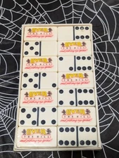 NEW VINTAGE PUREMCO MARBLELIKE WHITE STANDARD DOMINOES OVER THE HILL SERIES