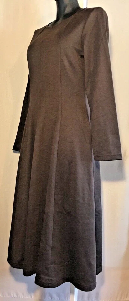 Nuevo Vestido Para Mujer Femenino Acampanado Ponte Panel Marrón Manga Larga Rayón Mezcla Grande Foto 2 de 4