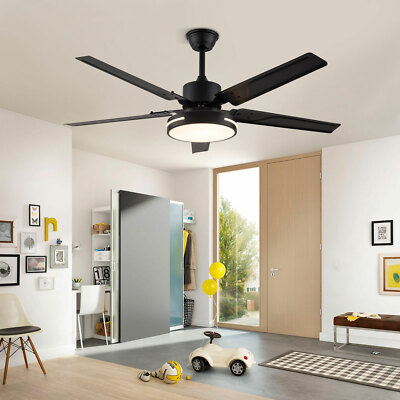48'' Modern Ceiling Fan Light LED 3 Color Chandelier Lamp 5 Blades Remote Control