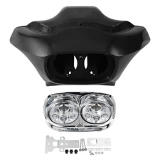Unpainted Inner Outer Fairing Chrome LED Headlight Fit For Road Glide FLTR 98-13
