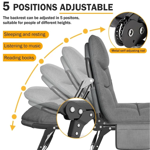 Gartenliege Sonnenliege Strandliege Gartenmöbel Liegestuhl klappbar mit Matte - Bild 4 von 8