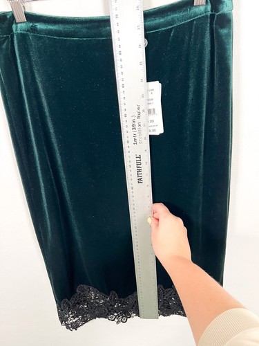Jacques Vert Skirt 10 Green Pencil Straight Velour Lace Evening Occasion New £99 - Picture 11 of 13