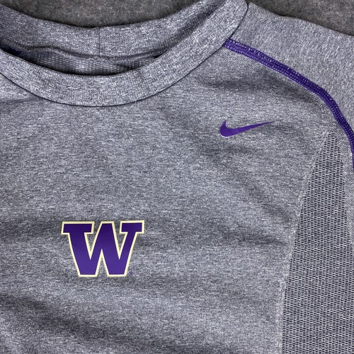 Washington Huskies Shirt Mens Small Gray Purple Short Sleeve Nike Pro Seamless - Picture 7 of 14