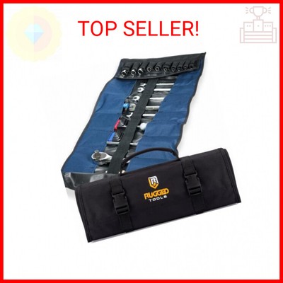 32 Pocket Tool Roll Organizer - Wrench & Pouch Includes Pouches for 10 Sockets U