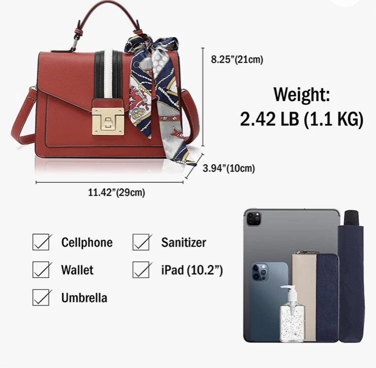 Bolso de mano Scarleton con asa superior para mujer, carteras para mujer, rojo mediano Foto 2 de 4