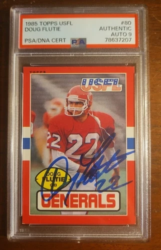 Doug Flutie Signed RC 1985 Topps USFL #80 PSA 9 Auto Generals Rookie