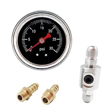 0-30psi Fuel Pressure Gauge Regulator Gauge Liquid 1/8" NPT W/ AN6 Adapter