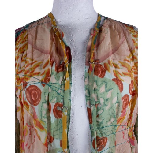 JEAN PAUL GAULTIER MULTICOLOR SILK LONG SLEEVE BLOUSE sz 10 - Picture 5 of 8