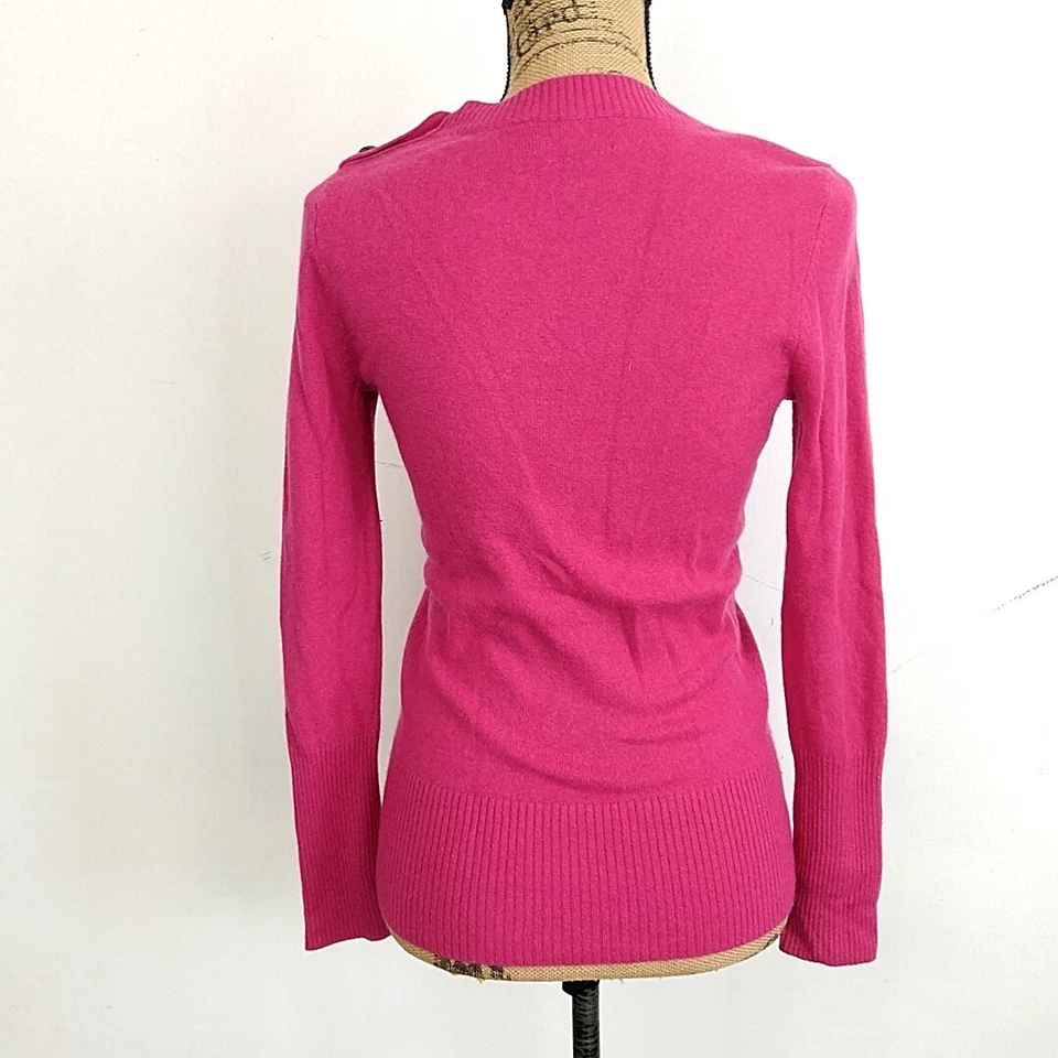 Fenn Wright Manson Womens M Sweater Pink 100% Cashmere Pullover Button Shoulder - Image 2 of 3