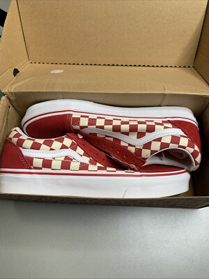 Vans Men's Old Skool Primary Checkerboard Racing Red White shoes Size 10 NIB