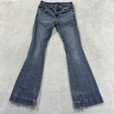 Rock & Roll Cowgirl Women 26 x 35 Blue Low Rise Bootcut Flare Leg Jeans Y2K