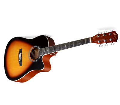 WINZZ AF168CE-41-GSB (4/4) Cutaway Electric Acoustic Guitar Pkg