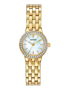 Citizen Women's Swarovski Accents Quartz Gold Tone 23mm Watch EJ6102-64D