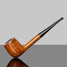 Briar Billiard Tobacco Pipe Handmade Smooth Wooden Pipe Straight Ebonite Stem
