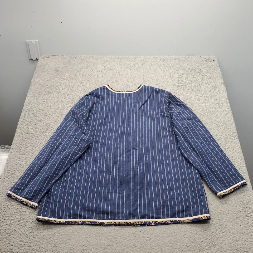 Koos Of Course Jacket Womens 1X Multicolor Striped Linen Reversible Button Front - Image 2 of 4