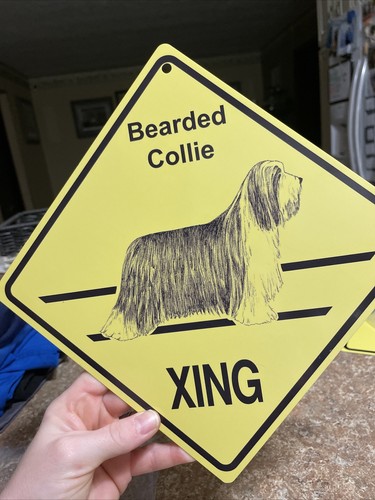 New! Bearded Collie Metal Dog Crossing Xing Sign, Kc creations Great Gift!